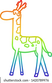 dibujo de una jirafa andando con dibujos de una línea de gradiente de arco iris