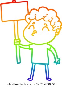 Regenbogen-Farbverlauf-Zeichnung eines Cartoon-Mann-Befragung