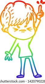dibujo de una mujer frustrada con gradiente de arco iris