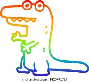 Regenbogen-Farbverlauf-Zeichnung eines Cartoon verrückten Alligator