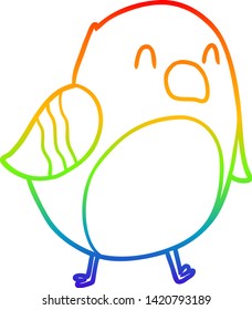 rainbow gradient line drawing of a cartoon bird