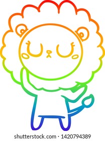 rainbow gradient line drawing of a cartoon lion