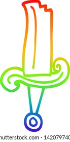 rainbow gradient line drawing of a cartoon jeweled sword