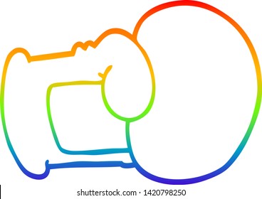 dibujo de línea de gradiente de arco iris de un guante de boxeo de dibujos animados