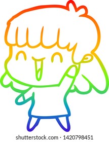 dibujo de una mujer de dibujos animados con gradiente de arco iris