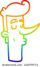 rainbow gradient line drawing of a cartoon arrogant man