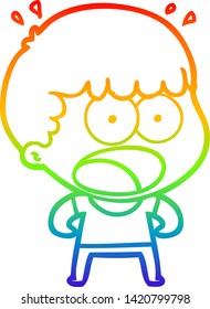 dibujo de una línea de gradiente de arco iris de un hombre impactado