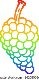 rainbow gradient line drawing of a cartoon bunch of grapes