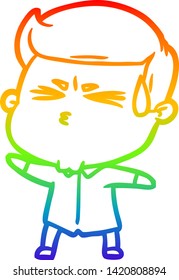 dibujo de una línea de degradado de un hombre de dibujos animados sudando