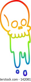 dibujo de la línea de gradiente del arco iris de un cráneo de goteo de sangre de dibujos animados