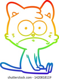 dibujo de la línea de gradiente del arco iris de un gato nervioso