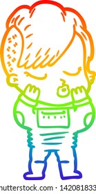 dibujo de una linea de gradiente de arco iris de una linda chica hipster
