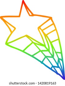dibujo de línea de gradiente de arco iris de una estrella de tiro de caricatura