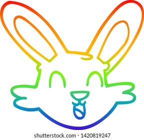 Regenbogen-Farbverlauf-Zeichnung einer Cartoon-süßen Hase