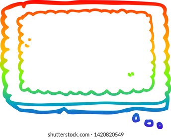rainbow gradient line drawing of a cartoon biscuit