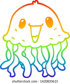 rainbow gradient line drawing of a cartoon jellyfish