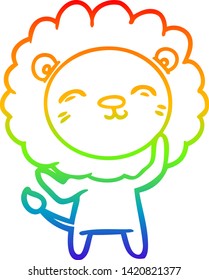 rainbow gradient line drawing of a cartoon lion