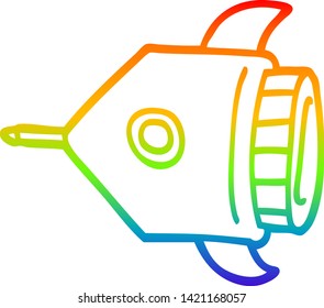 Regenbogengradientenzeichnung einer Cartoon-Rakete