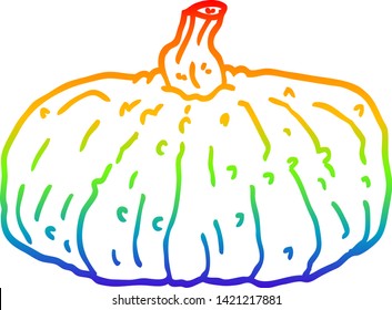 rainbow gradient line drawing of a cartoon pumpkin