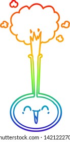 rainbow gradient line drawing of a cartoon science experiment