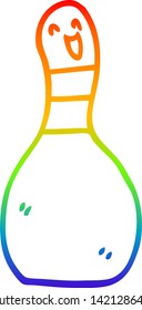 dibujo de la línea de gradiente del arco iris de un pin de bolos de dibujos animados
