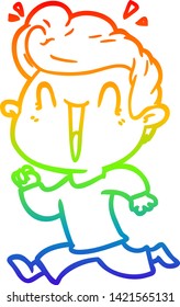 Regenbogen-Farbverlauf-Zeichnung eines Cartoons aufgeregt Mann