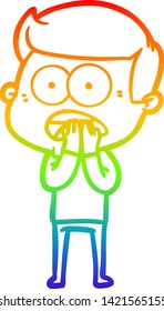 rainbow gradient line drawing of a cartoon shocked man