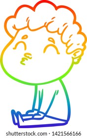 rainbow gradient line drawing of a cartoon man pouting