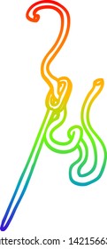 rainbow gradient line drawing of a cartoon needle and thread