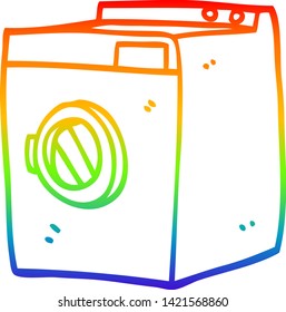 rainbow gradient line drawing of a cartoon tumble dryer