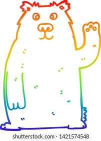 dibujo de una línea de gradiente de arco iris de un oso de dibujos animados