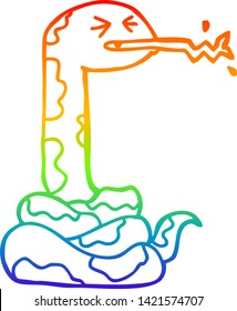 rainbow gradient line drawing of a cartoon hissing snake