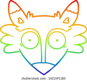 rainbow gradient line drawing of a cartoon startled fox