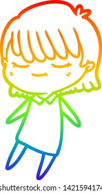 rainbow gradient line drawing of a cartoon woman