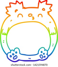 rainbow gradient line drawing of a cartoon bear