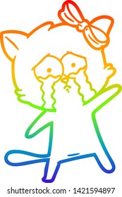 Regenbogengradientenzeichnung einer Cartoon Katze