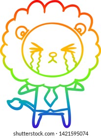 dibujo de una caricatura llorando león con camisa y corbata