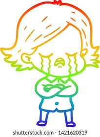 dibujo de una niña de dibujos animados con gradiente de color arcoiris