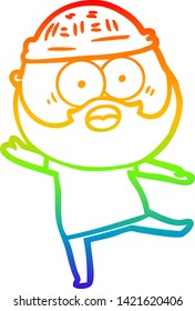 rainbow gradient line drawing of a cartoon bearded man
