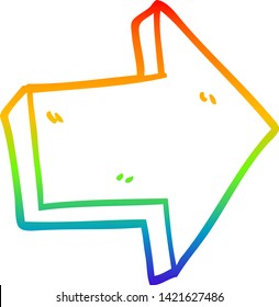 rainbow gradient line drawing of a cartoon red arrow