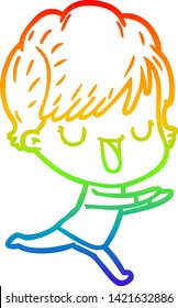 Regenbogen-Farbverlauf-Zeichnung einer Cartoon-Frau sprechen