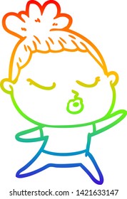 dibujo de una mujer tranquila con gradiente de arco iris