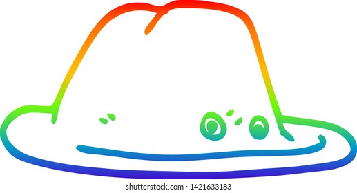 rainbow gradient line drawing of a cartoon hat