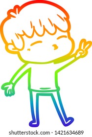 rainbow gradient line drawing of a cartoon frustrated man