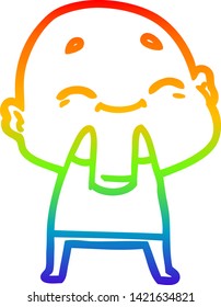 dibujo de una línea de gradiente de arco iris de un hombre calvo feliz