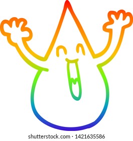 dibujo de línea de gradiente de arco iris de una caída de lluvia de dibujos animados