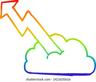 dibujo de línea de gradiente de arco iris de una flecha ascendente de dibujos animados