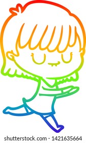 rainbow gradient line drawing of a cartoon woman