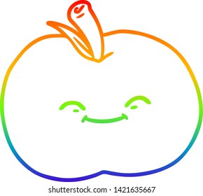 dibujo de una manzana de caricatura con gradiente de arco iris