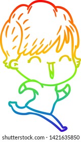 Regenbogengradientenzeichnung einer lachenden Cartoon-Frau